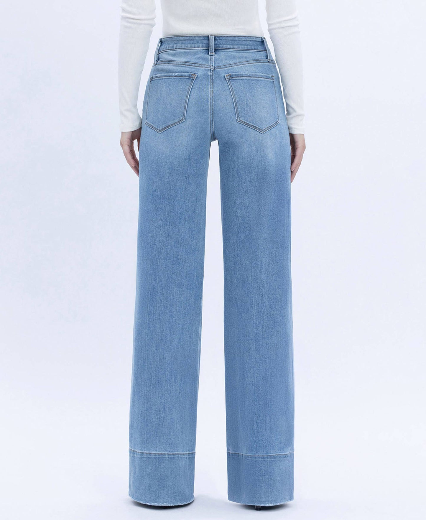 OLIVIA HIGH RISE RAW HEM WIDE A LINE JEANS - VERVET by FLYING MONKEY
