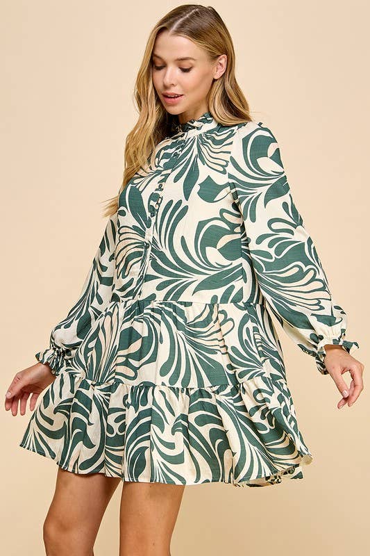Monica Printed Long Sleeve Dress