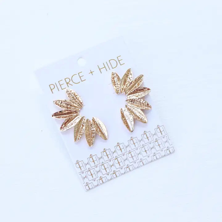 Small Textured Gold Wing Earrings