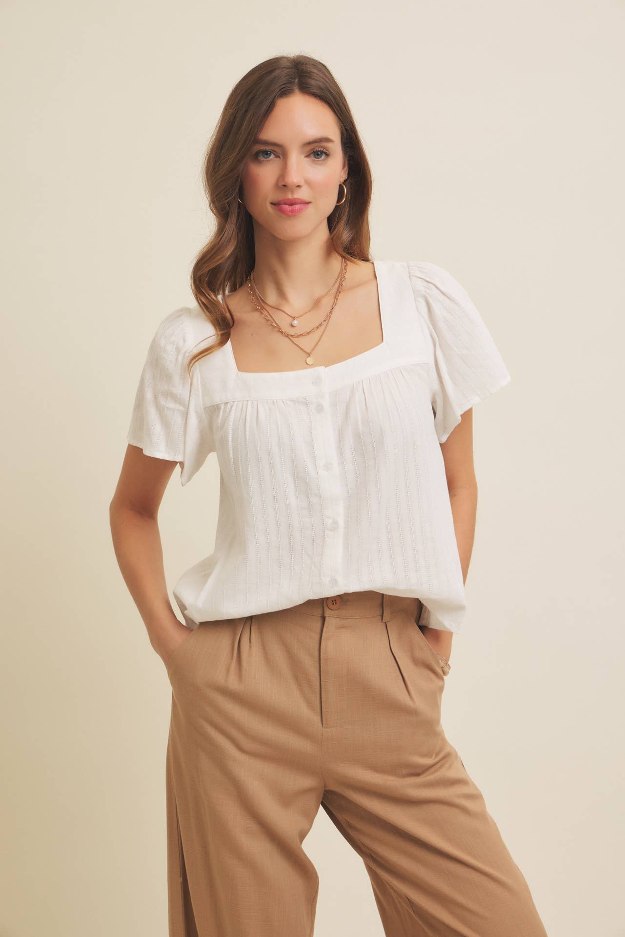 LINEN BLEND RELAXED FIT WIDE-LEG PANT