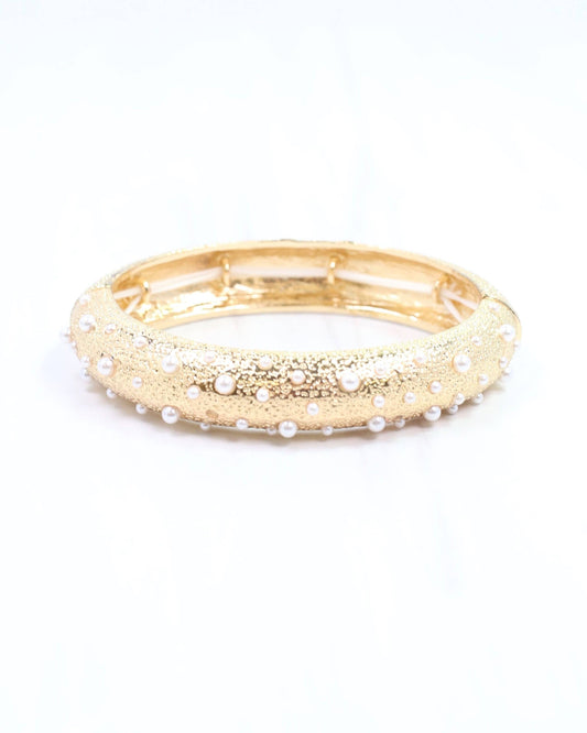 Danice Textured Gold Bracelet Pearl