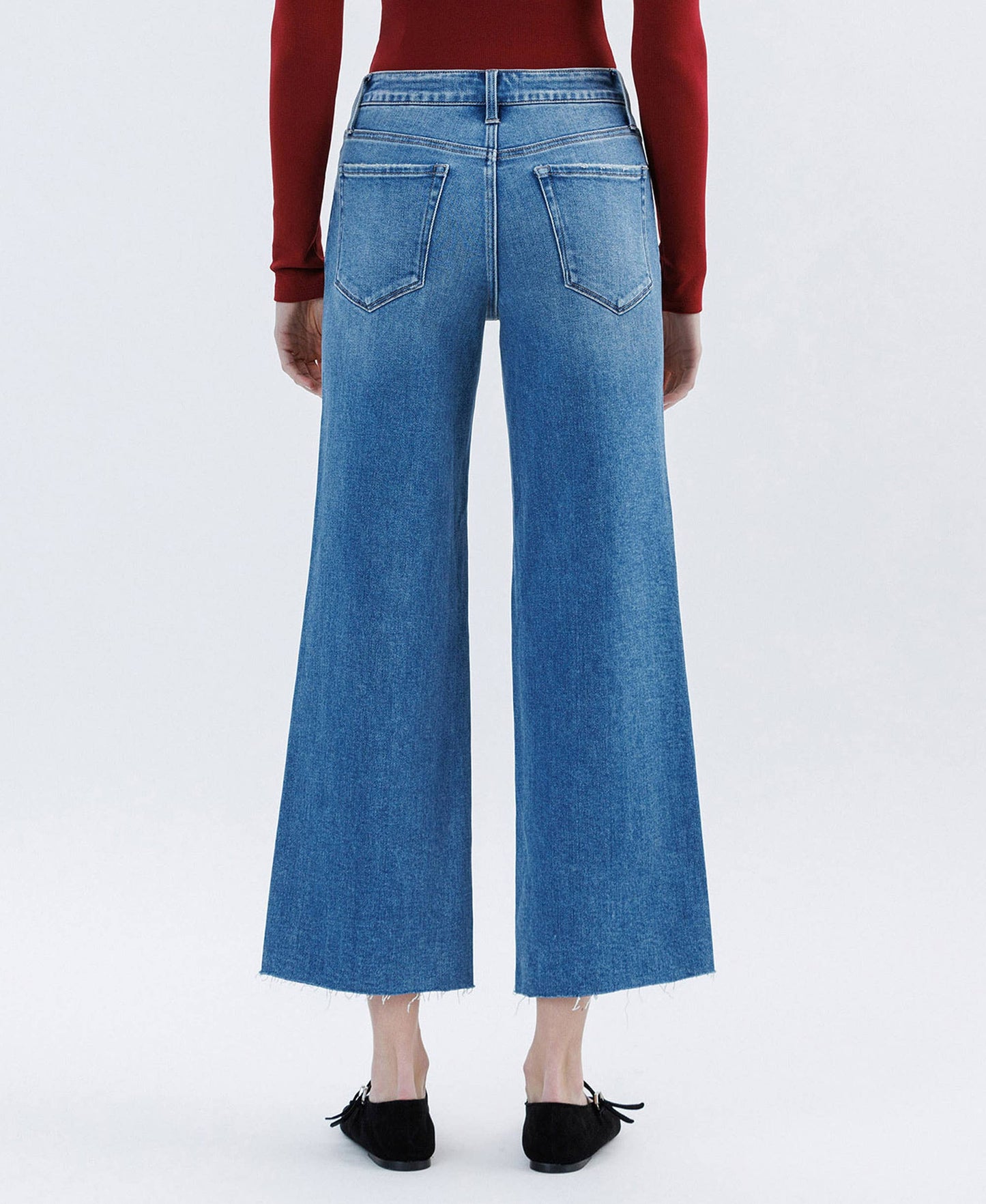 Flying Monkey -Jubilation High Rise Raw Hem Crop Slim Wide Jean