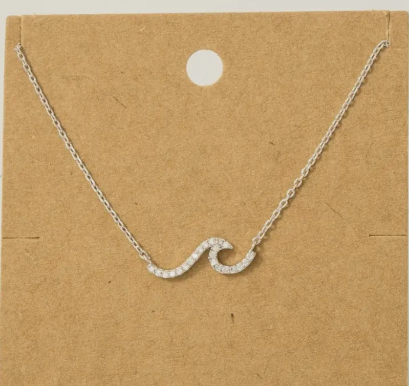 Pave Wave Pendant Necklace