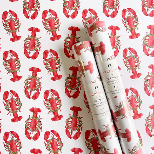 Gert & Co - Holiday Lobster Gift Wrap | Coastal Christmas Lobster Wrap