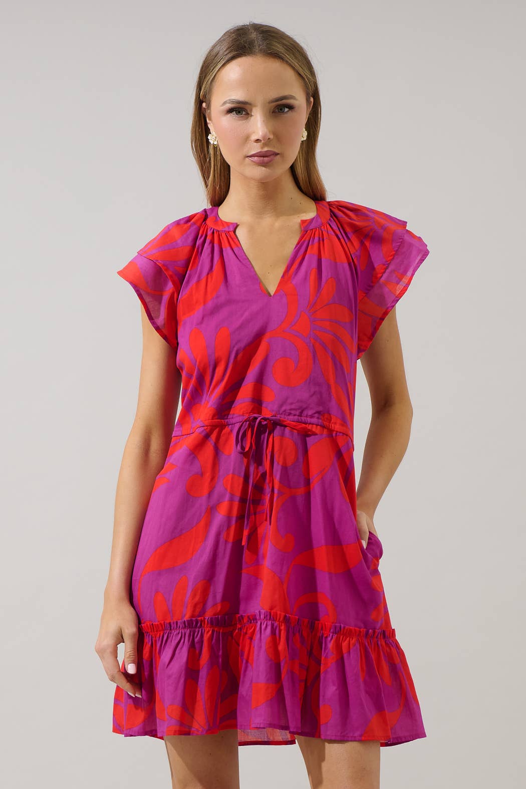 Arona Floral Baden Ruffle Mini Dress