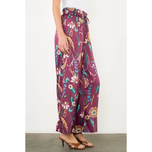 THML - Floral Smocked Waist Wide Leg Pants