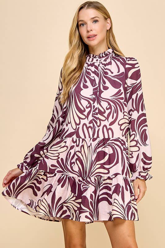 Monica Printed Long Sleeve Dress
