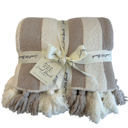 Striped Luxe Home Blanket with Tassels