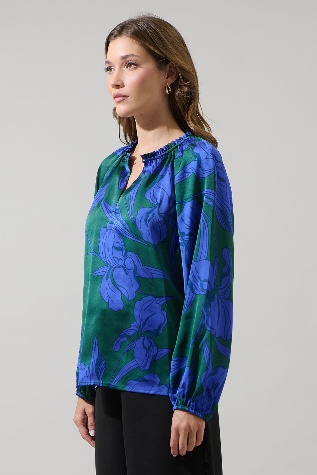 Busbee Floral Satin Blouse