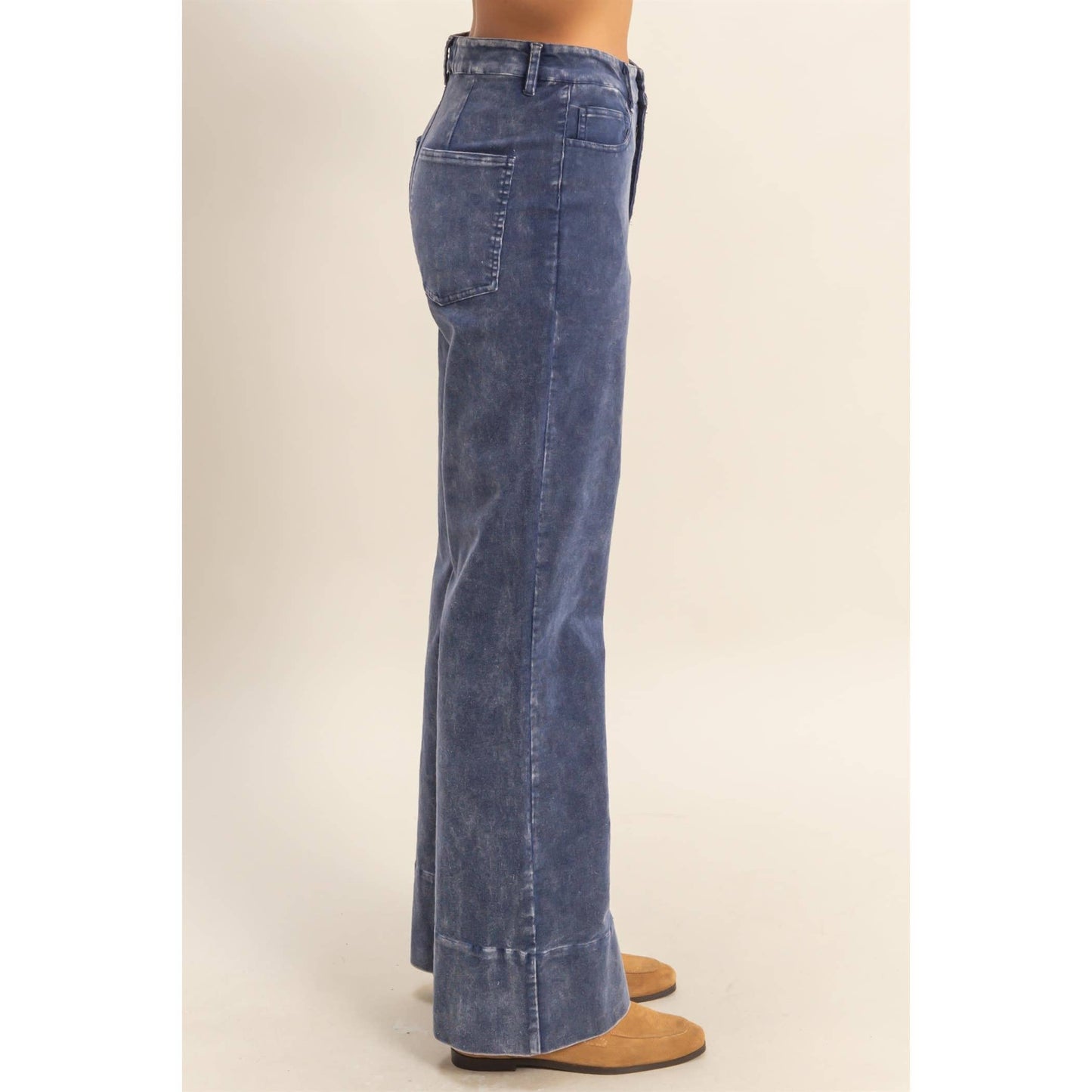 Mineral Washed Casual Flare Pants