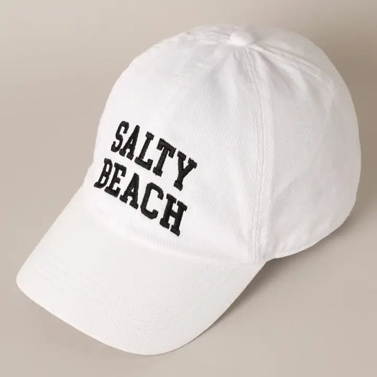 Salty Beach Embroidered Denim Baseball Cap Hat