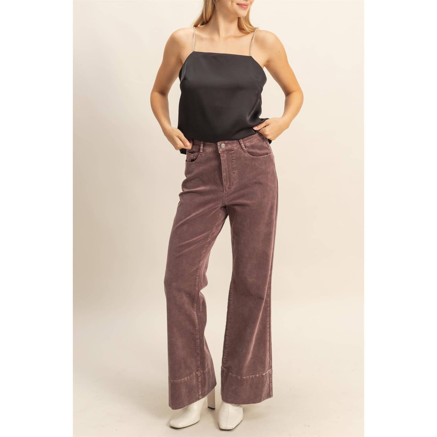 Mineral Washed Casual Flare Pants