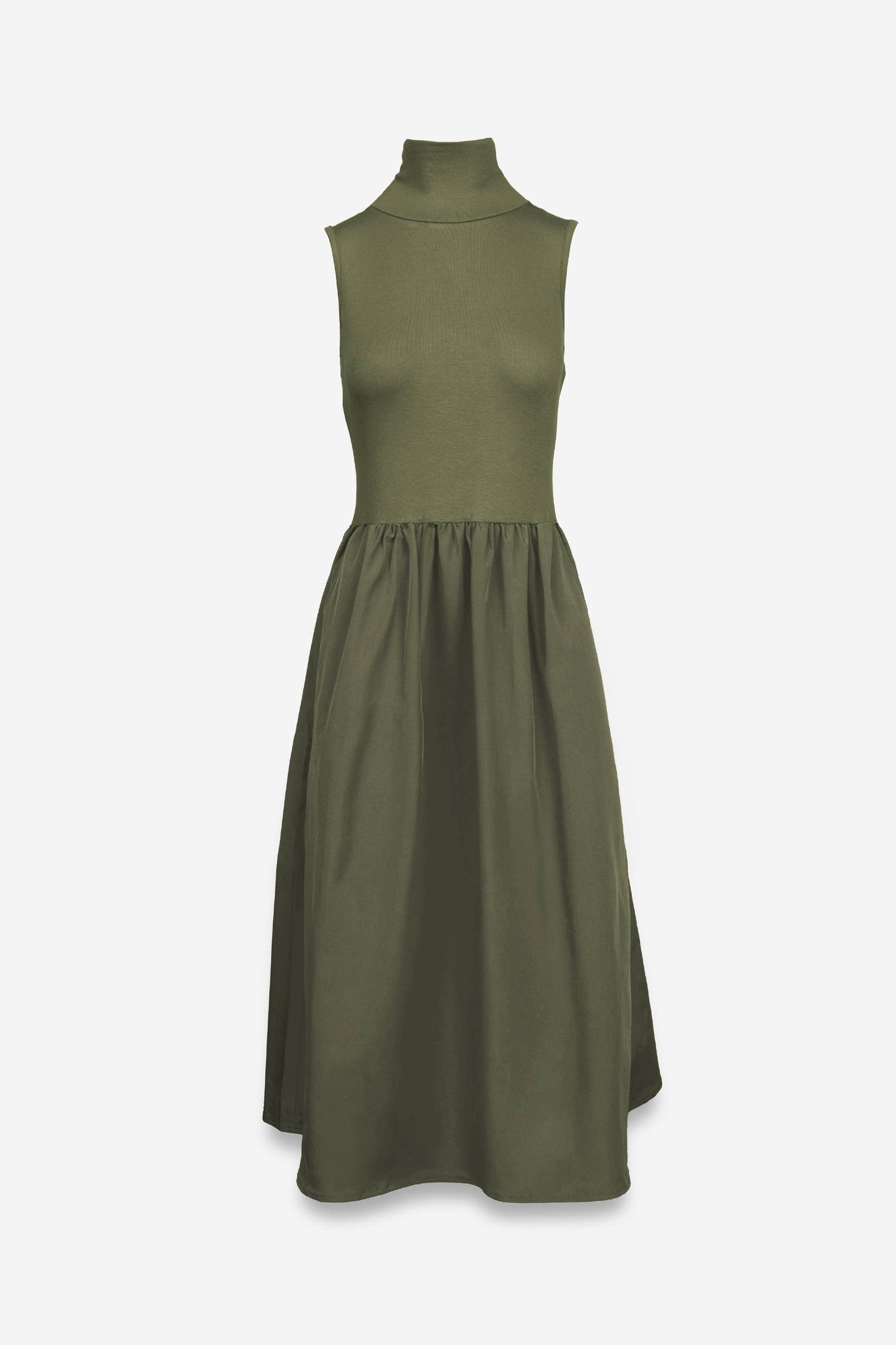 Sleeveless Mock Neck Midi Dress - ZEBRA