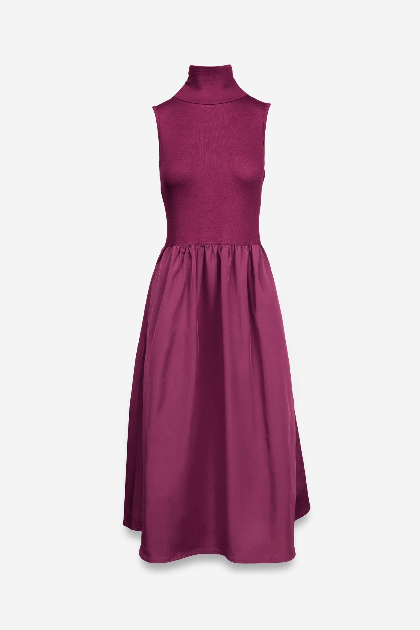Sleeveless Mock Neck Midi Dress - ZEBRA