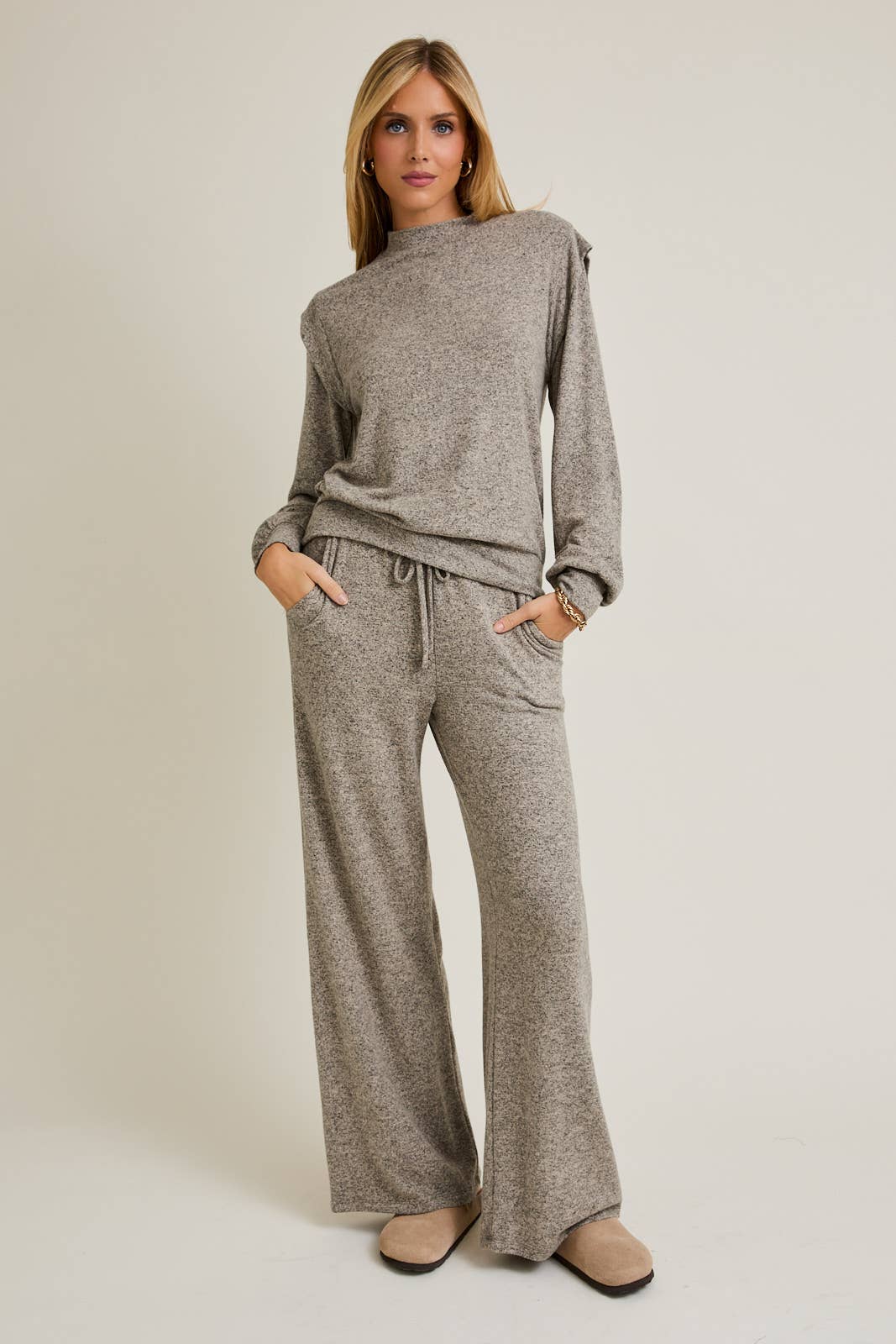 Wide Leg Rib Pant - Travel Collection