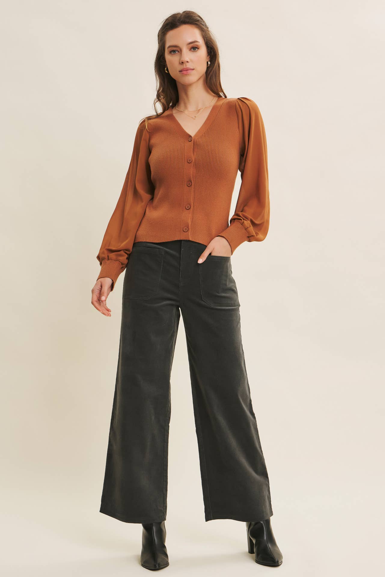 CORDUROY WIDE-LEG PANTS