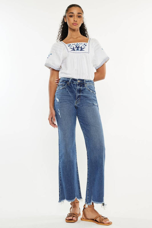 LUNA HIGH RISE SLIM WIDE LEG JEANS