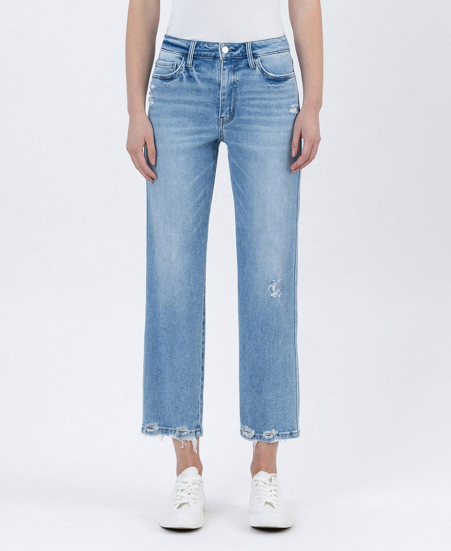 Boatload Jean - High Rise Distressed Straight Leg Jean