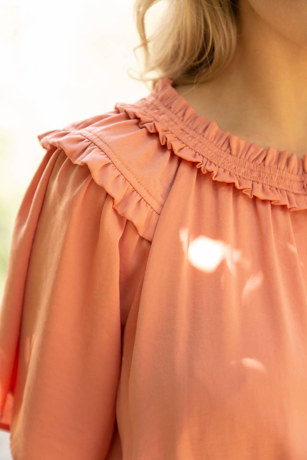 Double Ruffle Neck Midi Dress