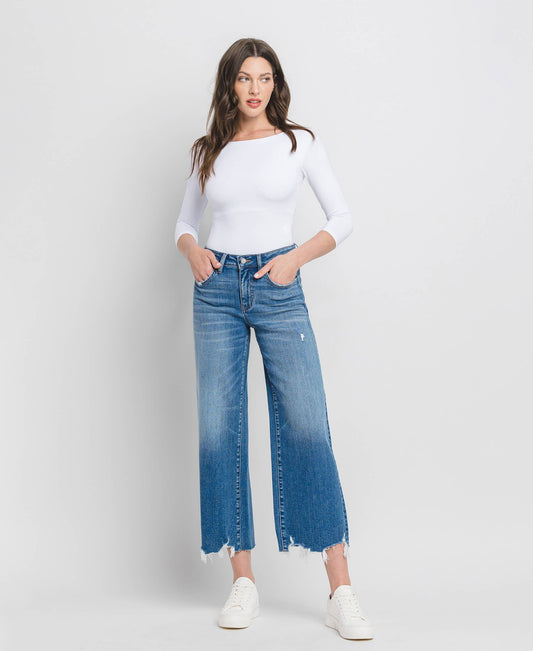 Flying Monkey - Delightful High Rise scrip Wide Leg Jean