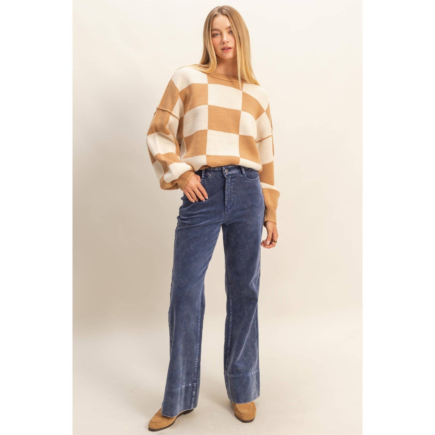 Mineral Washed Casual Flare Pants