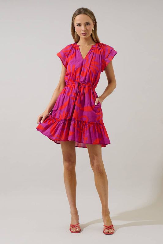Arona Floral Baden Ruffle Mini Dress