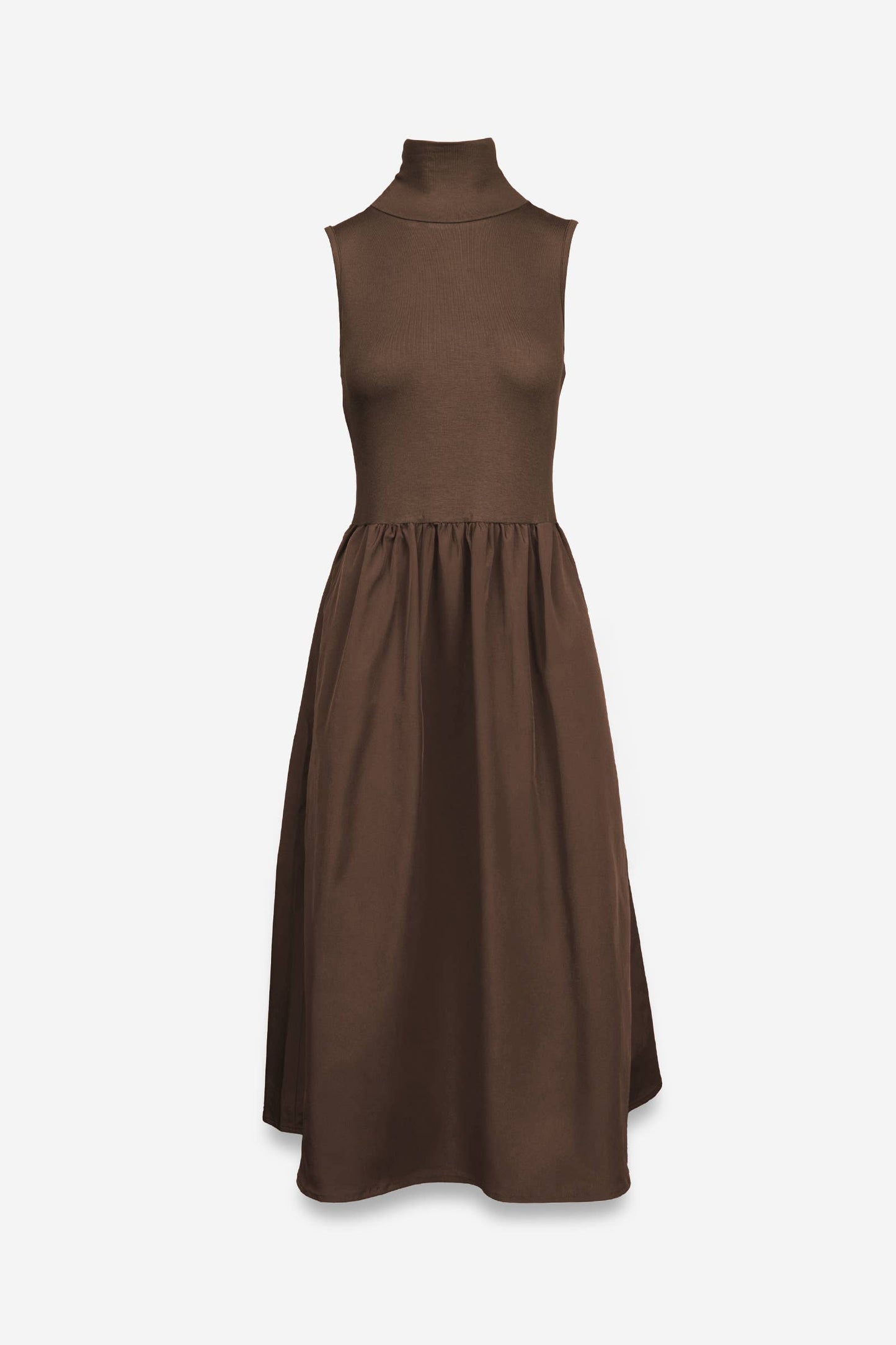 Sleeveless Mock Neck Midi Dress - ZEBRA