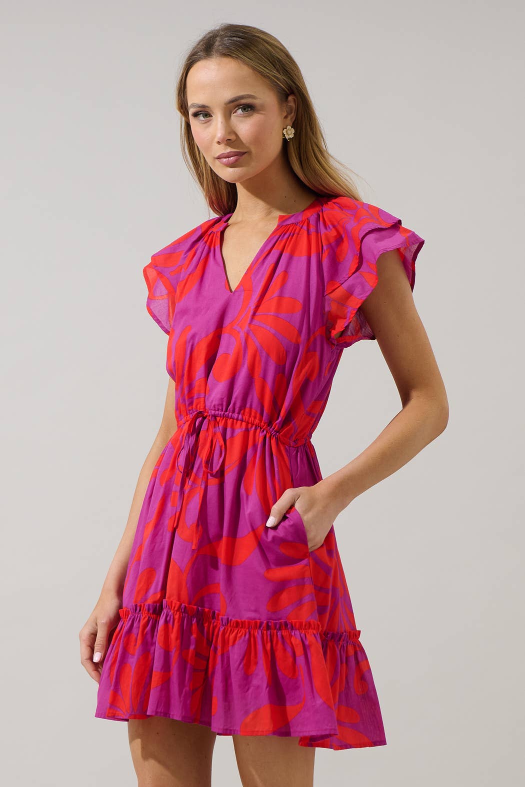 Arona Floral Baden Ruffle Mini Dress
