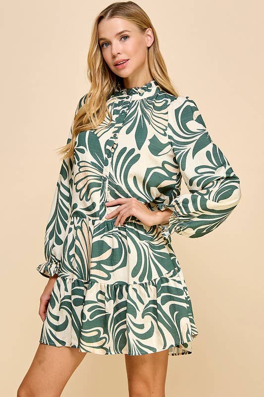 Monica Printed Long Sleeve Dress