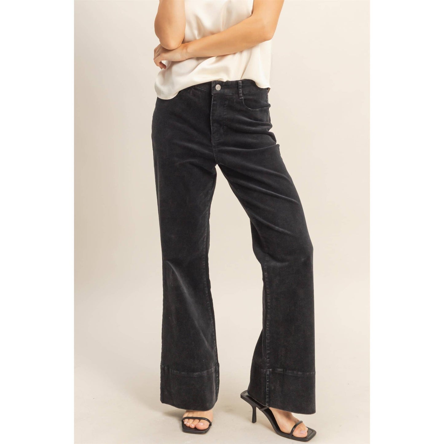 Mineral Washed Casual Flare Pants