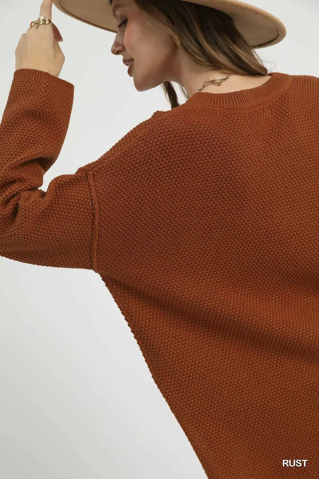 Textured Button Henley Knit Sweater