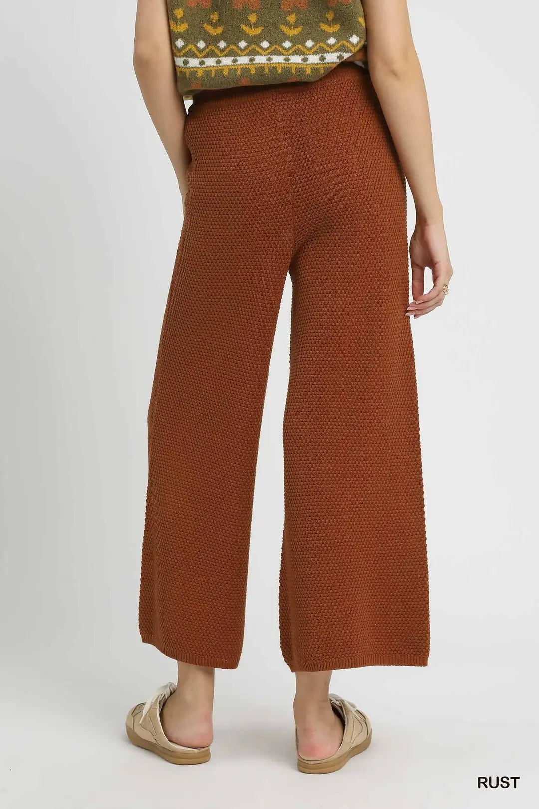 Textured Knit Wide Leg Pant