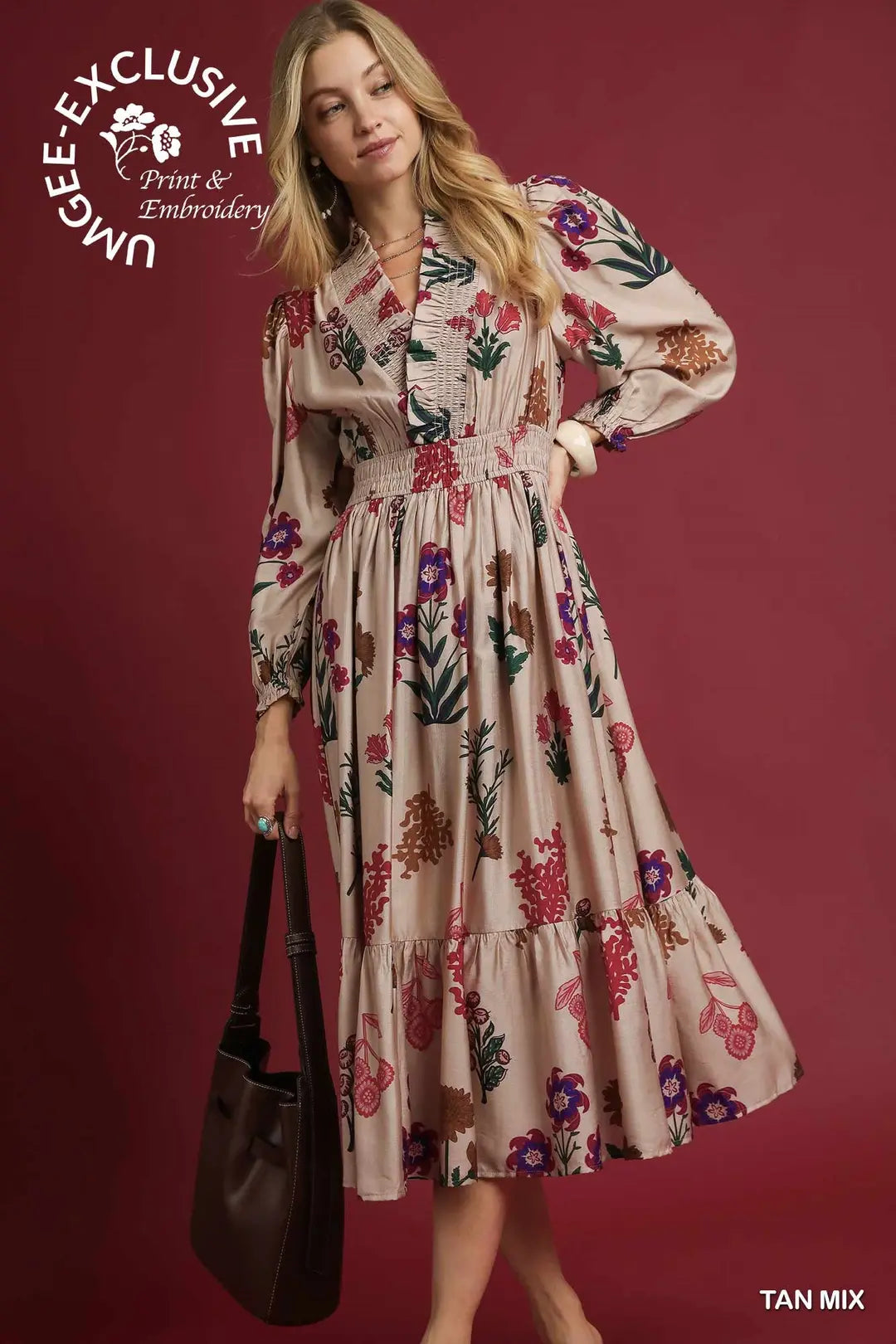 Suzanne Mix Floral Print Midi Dress