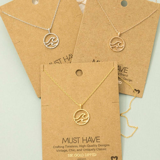 Wave Coin Pendant Necklace