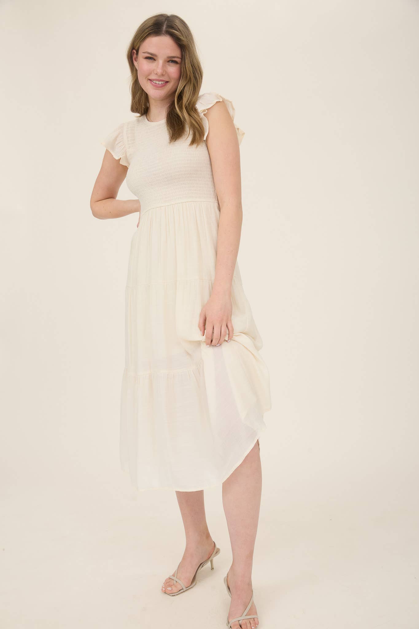 Smocked Tiered MIDI Dress