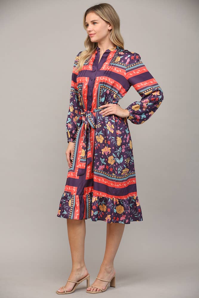 FLOUNCE HEM MIDI DRESS