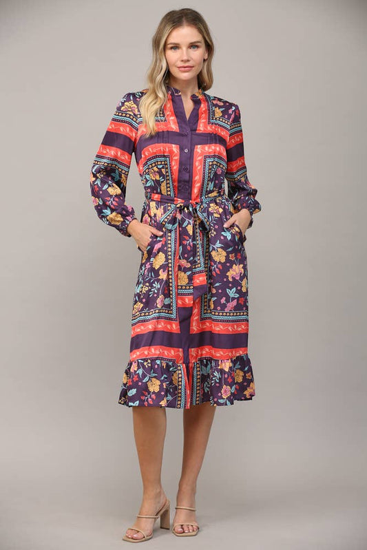 FLOUNCE HEM MIDI DRESS