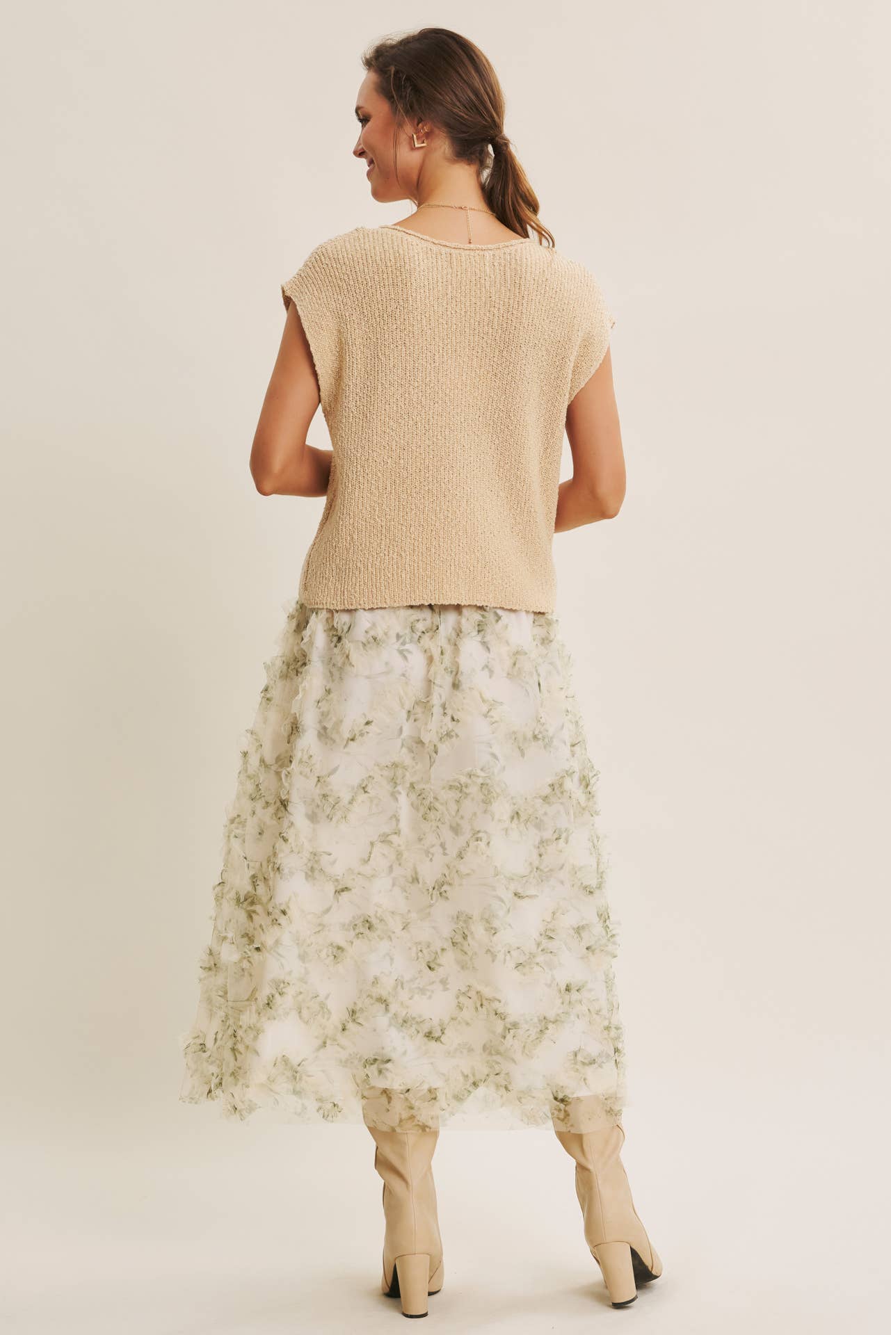 Melissa Sweater - Relaxed Fit Split Neck Knit Sweater Top