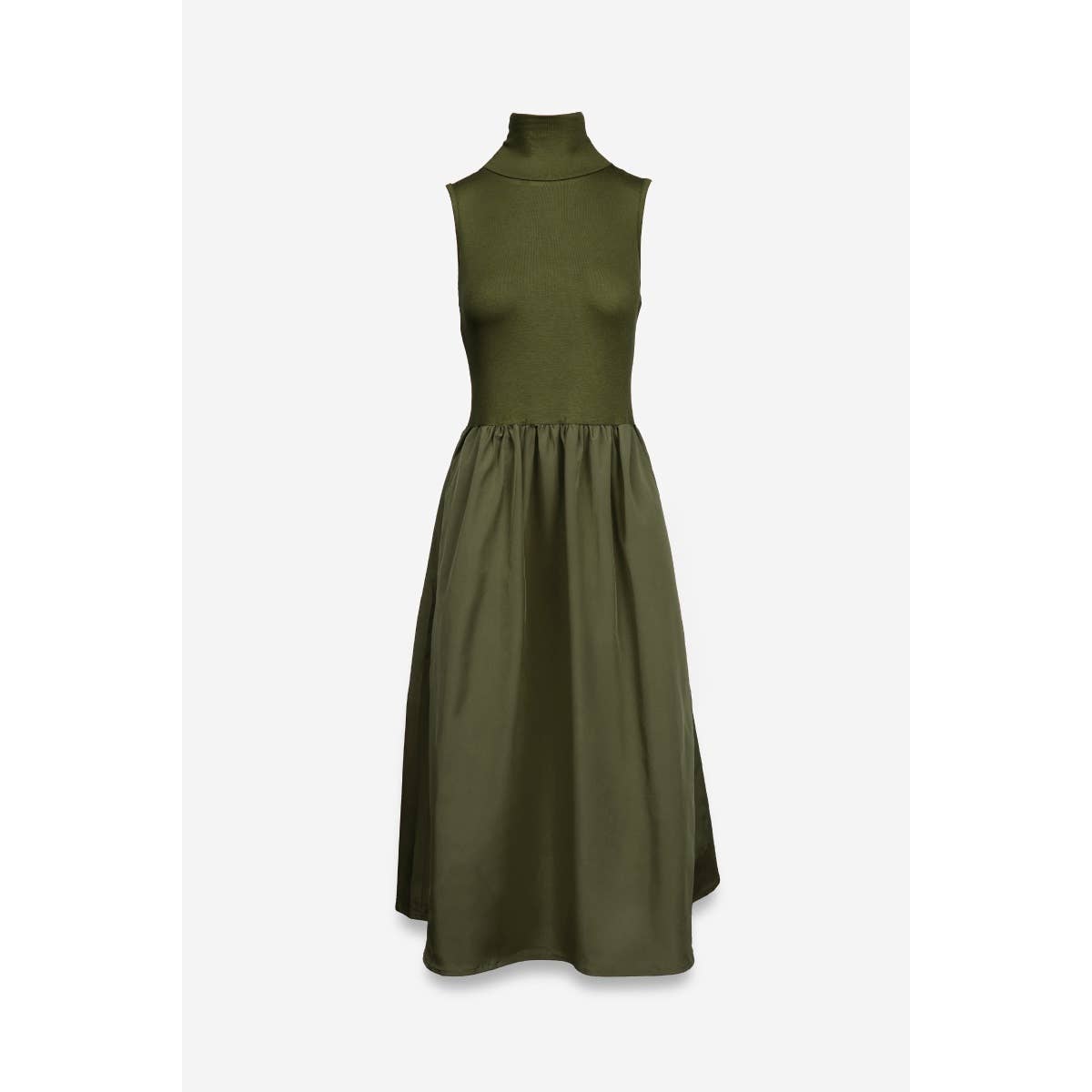 Sleeveless Mock Neck Midi Dress - ZEBRA
