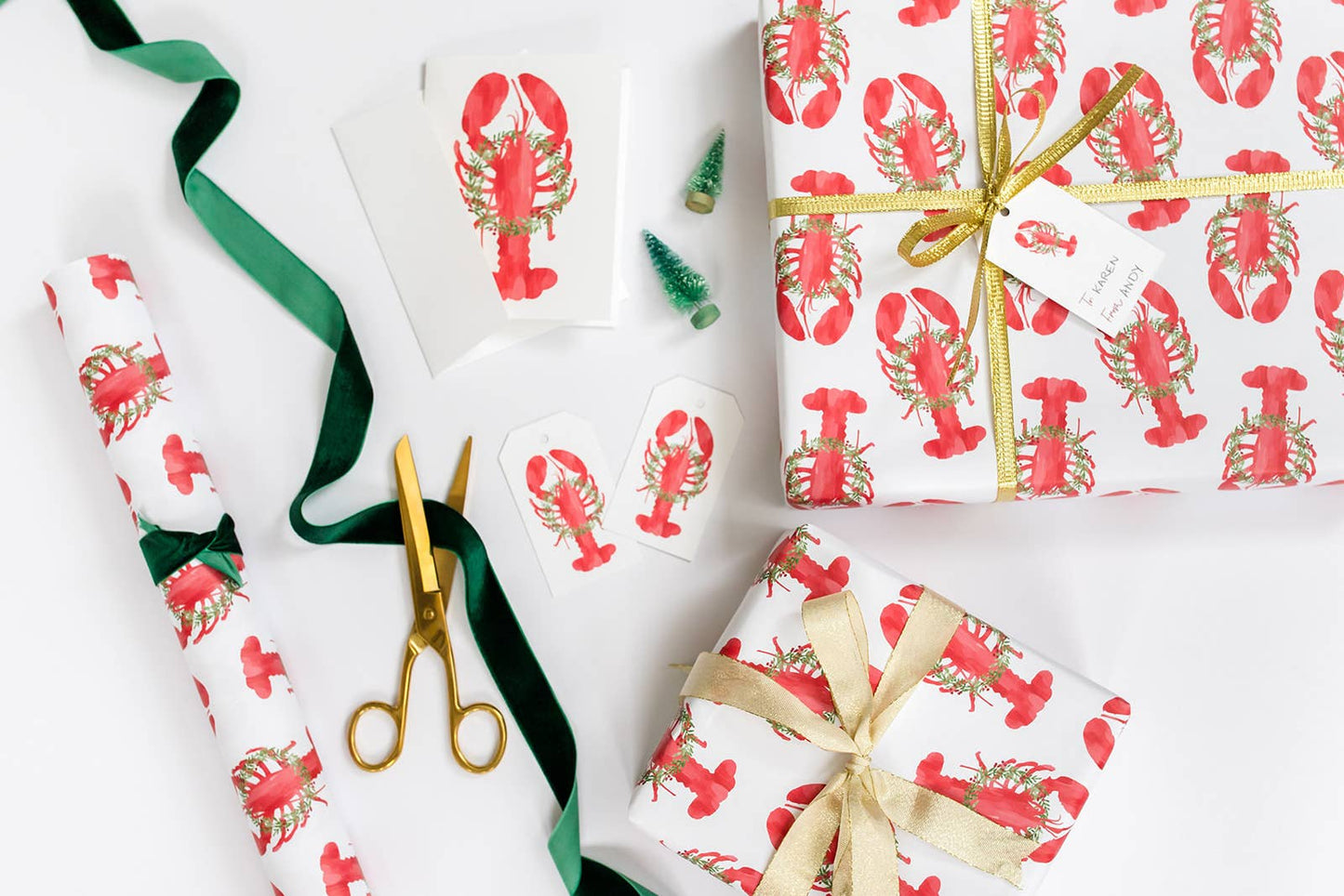 Gert & Co - Holiday Lobster Gift Wrap | Coastal Christmas Lobster Wrap