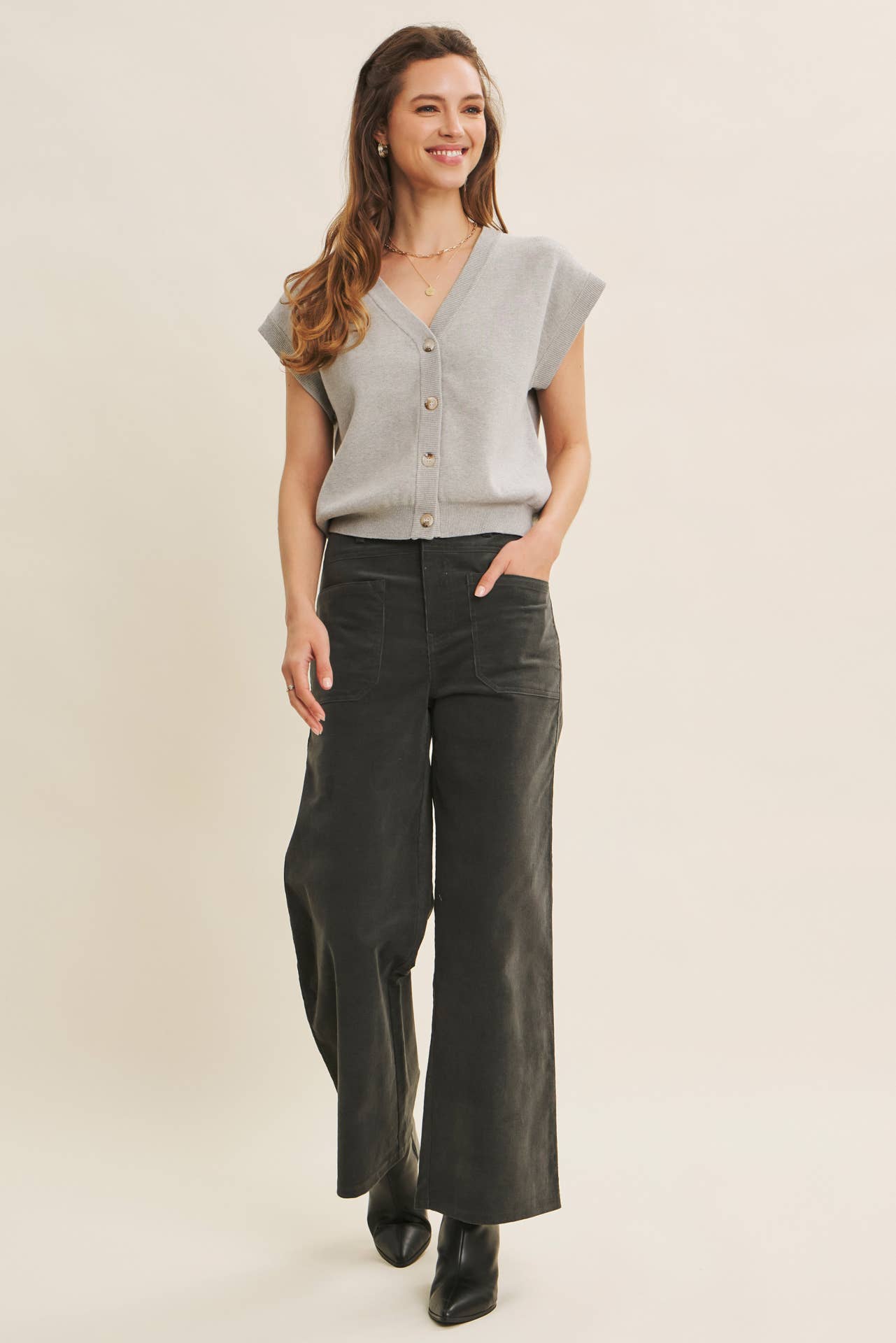 CORDUROY WIDE-LEG PANTS
