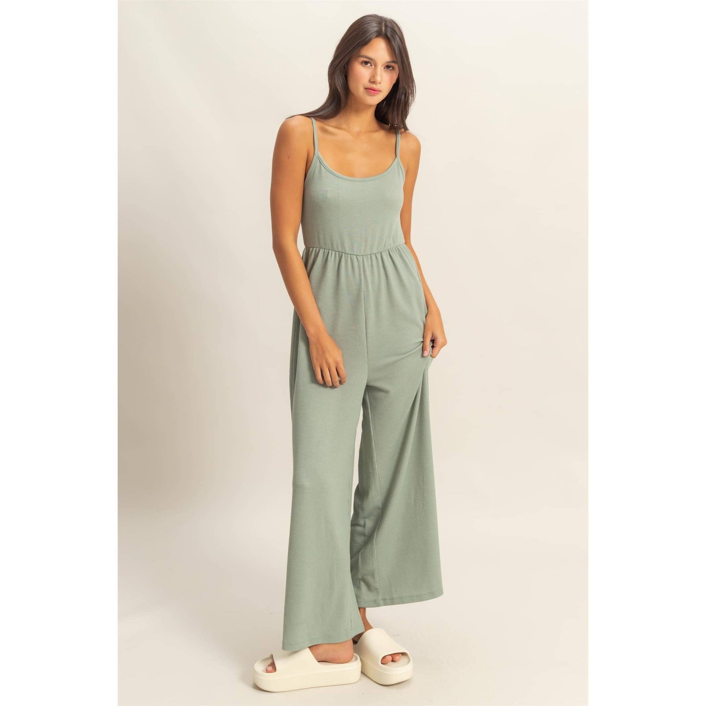Scoop Neck Sleeveless Wide Leg Jumpsuit