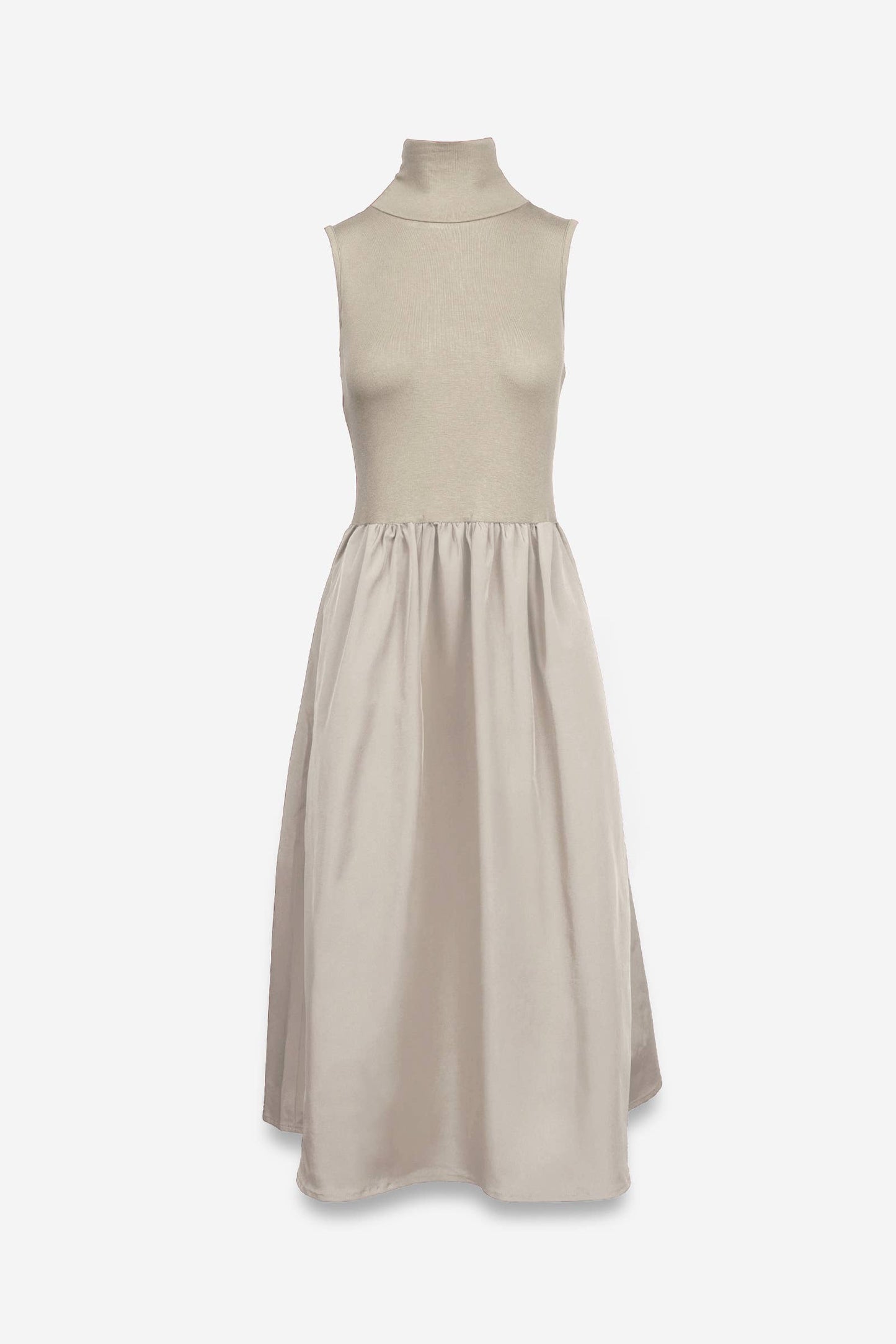 Sleeveless Mock Neck Midi Dress - ZEBRA