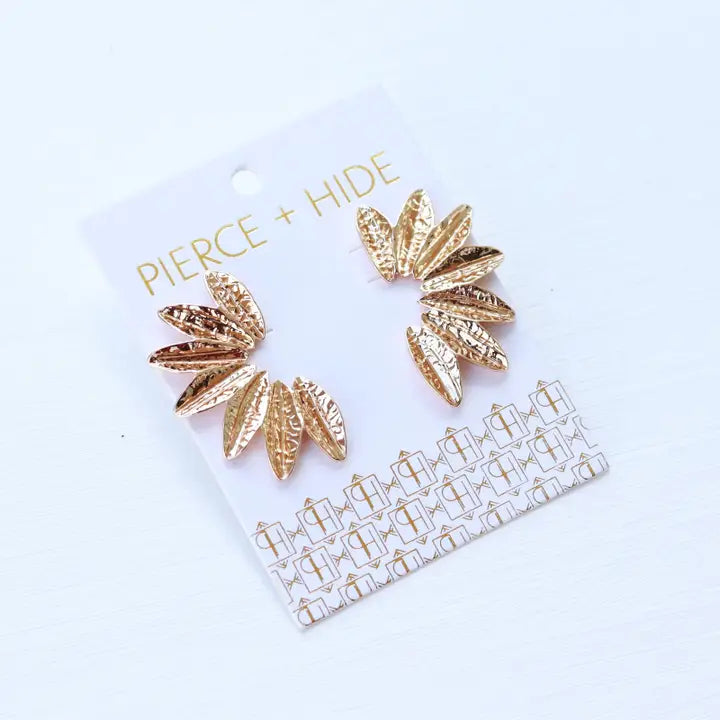 Small Textured Gold Wing Earrings