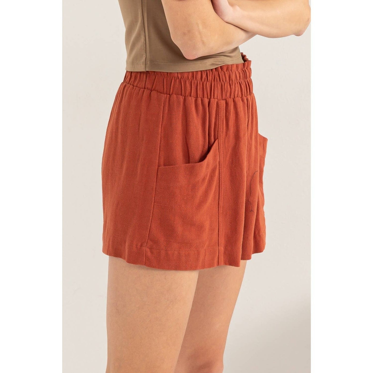 ALL TIME FUN HIGH WAIST LINEN SHORTS