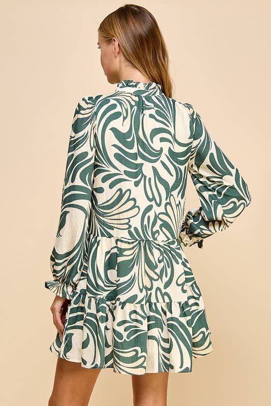 Monica Printed Long Sleeve Dress