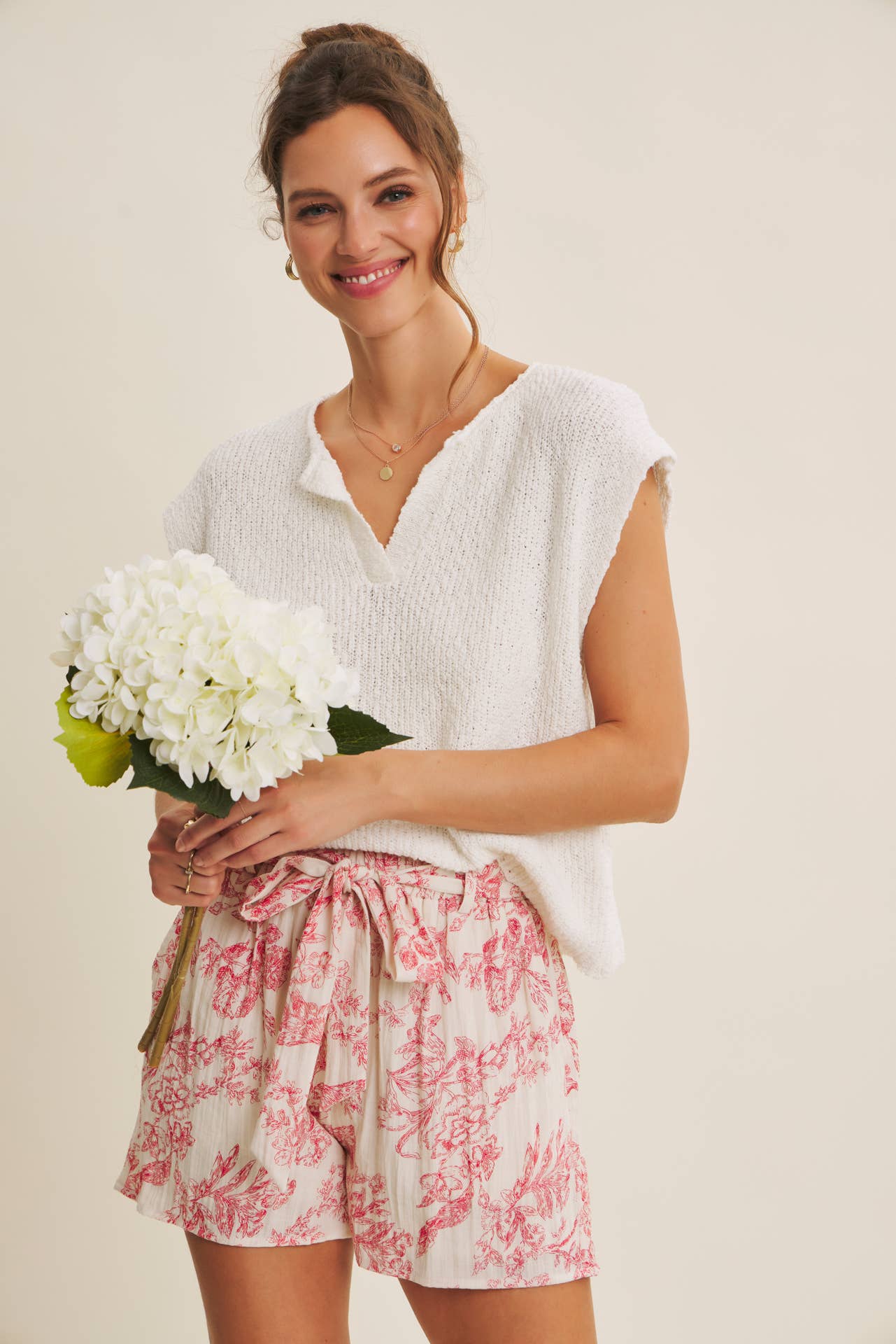 Melissa Sweater - Relaxed Fit Split Neck Knit Sweater Top