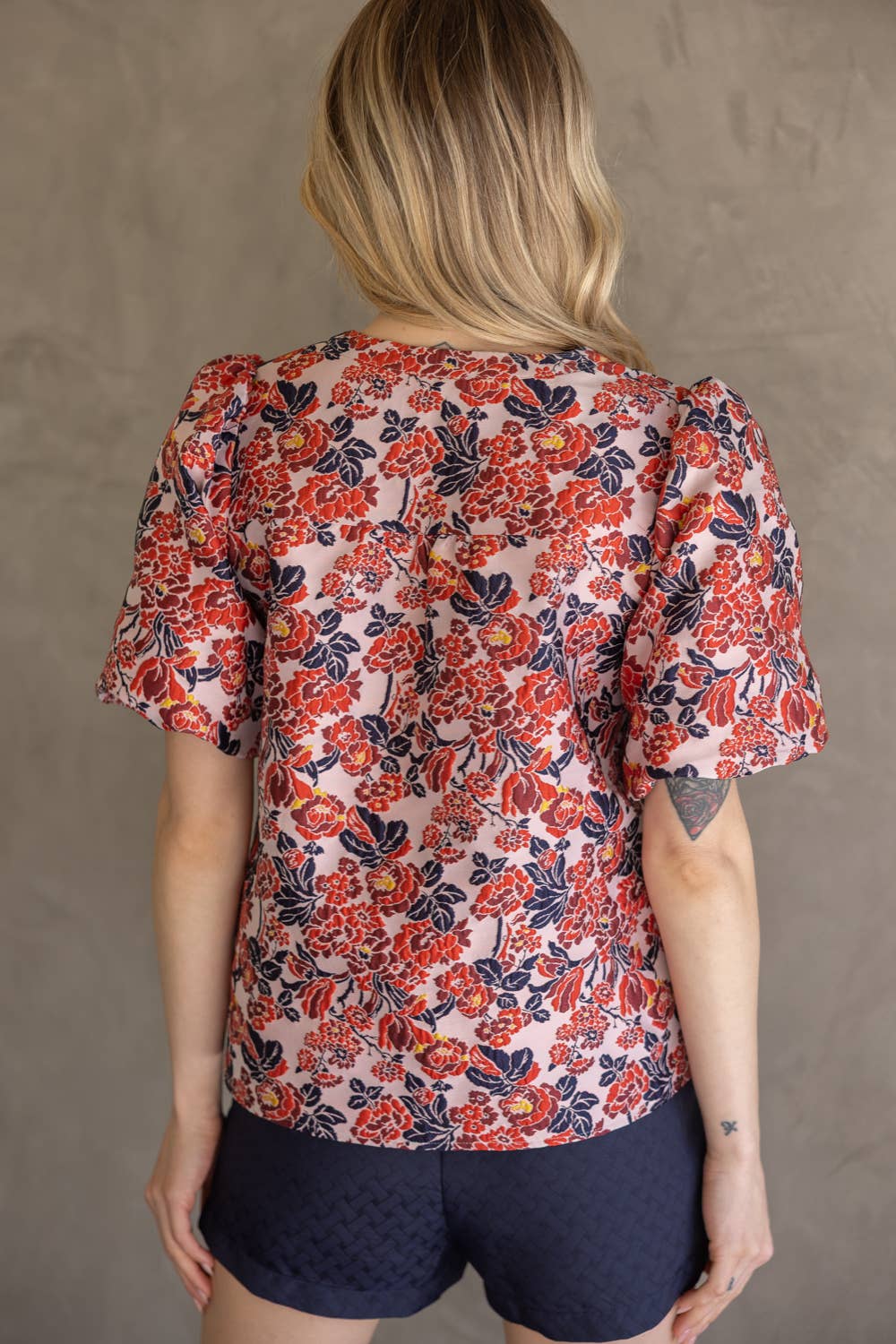 Multi Color Floral Jacquard Top