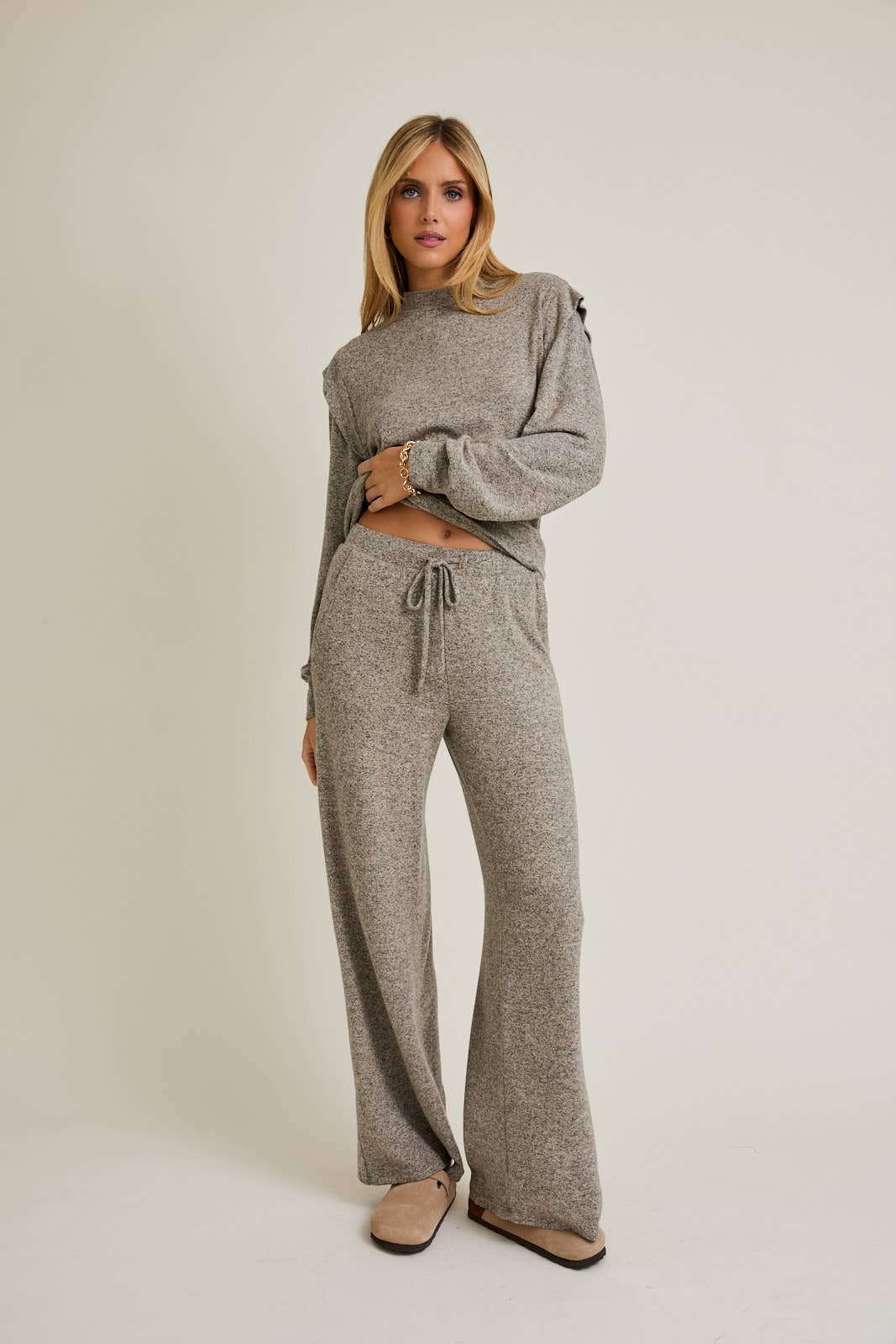 Wide Leg Rib Pant - Travel Collection