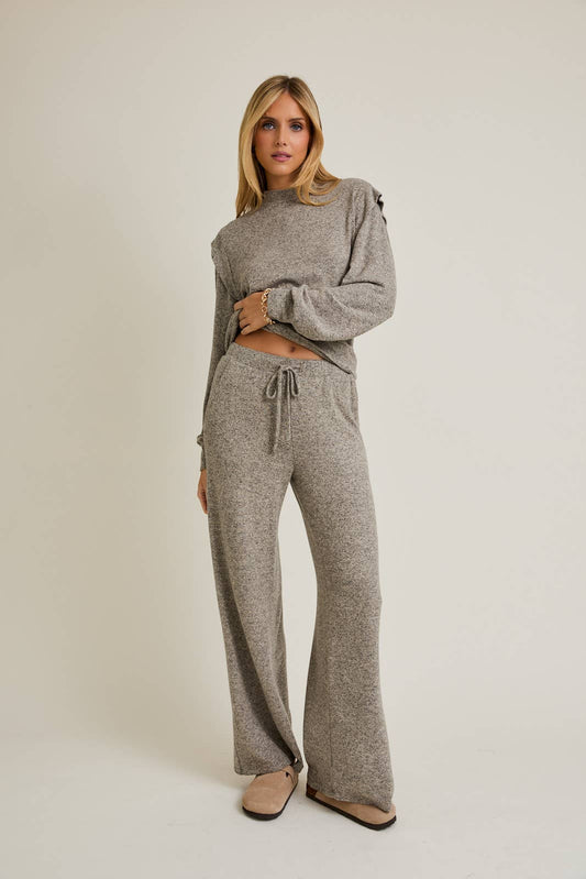 Wide Leg Rib Pant - Travel Collection